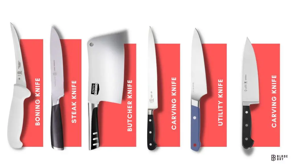 Different types of meat cutting knife