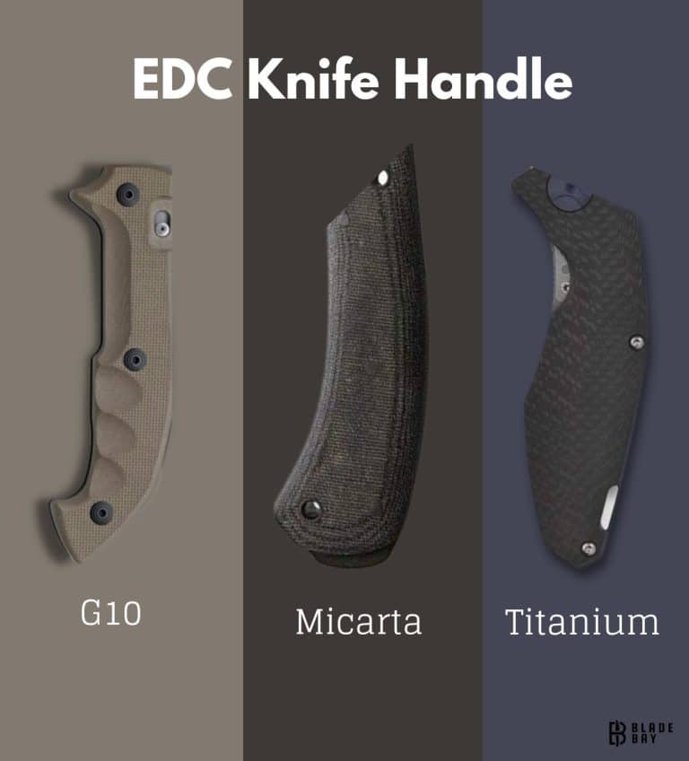 Three different EDC knife handle material