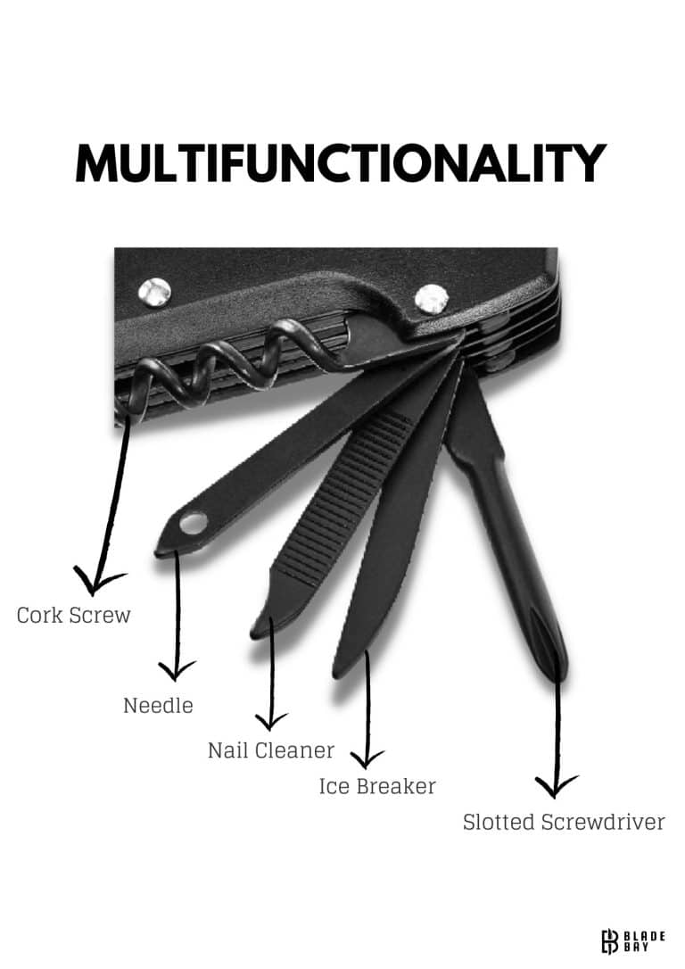 Different Tools of a multifunction EDC knife
